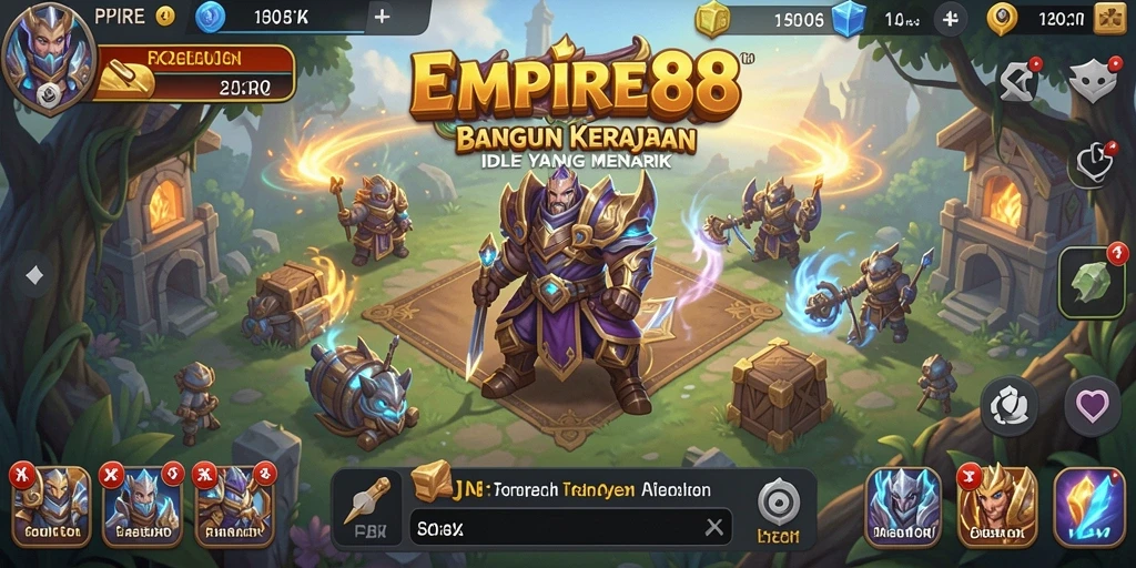 Screenshot gameplay EMPIRE88 menampilkan aksi membangun kerajaan Idle.
