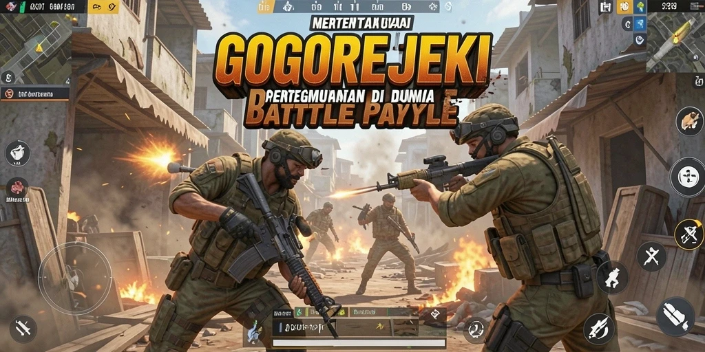 Tampilkan aksi seru dalam permainan Battle Royale GOGOREJEKI.