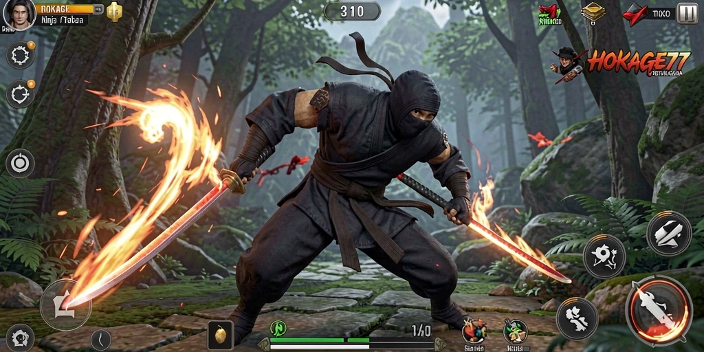 Tampilan gameplay HOKAGE77 yang menakjubkan dan penuh aksi ninja.