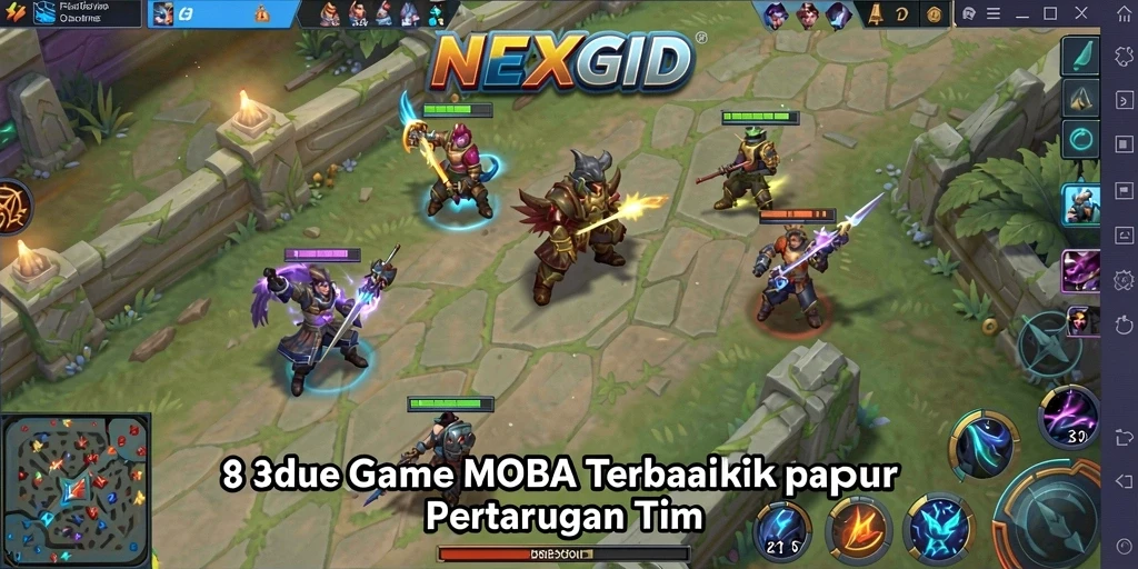 Screenshot NEXGID menunjukkan aksi seru dalam gameplay MOBA.