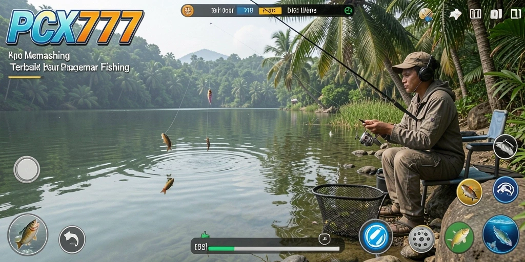 Tampilan gameplay menarik dalam PCX777 dengan pengalaman memancing yang seru.